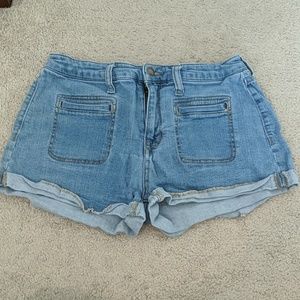 Light Denim High Rise Jean Shorts